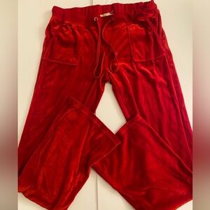 Y2K Beta House red velour flared sweatpants